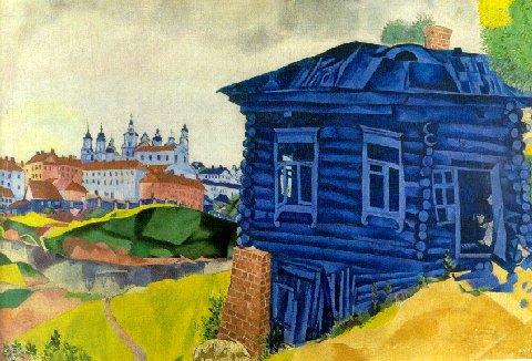 La Maison Bleue contemporaine de Marc Chagall Peintures à l'huile